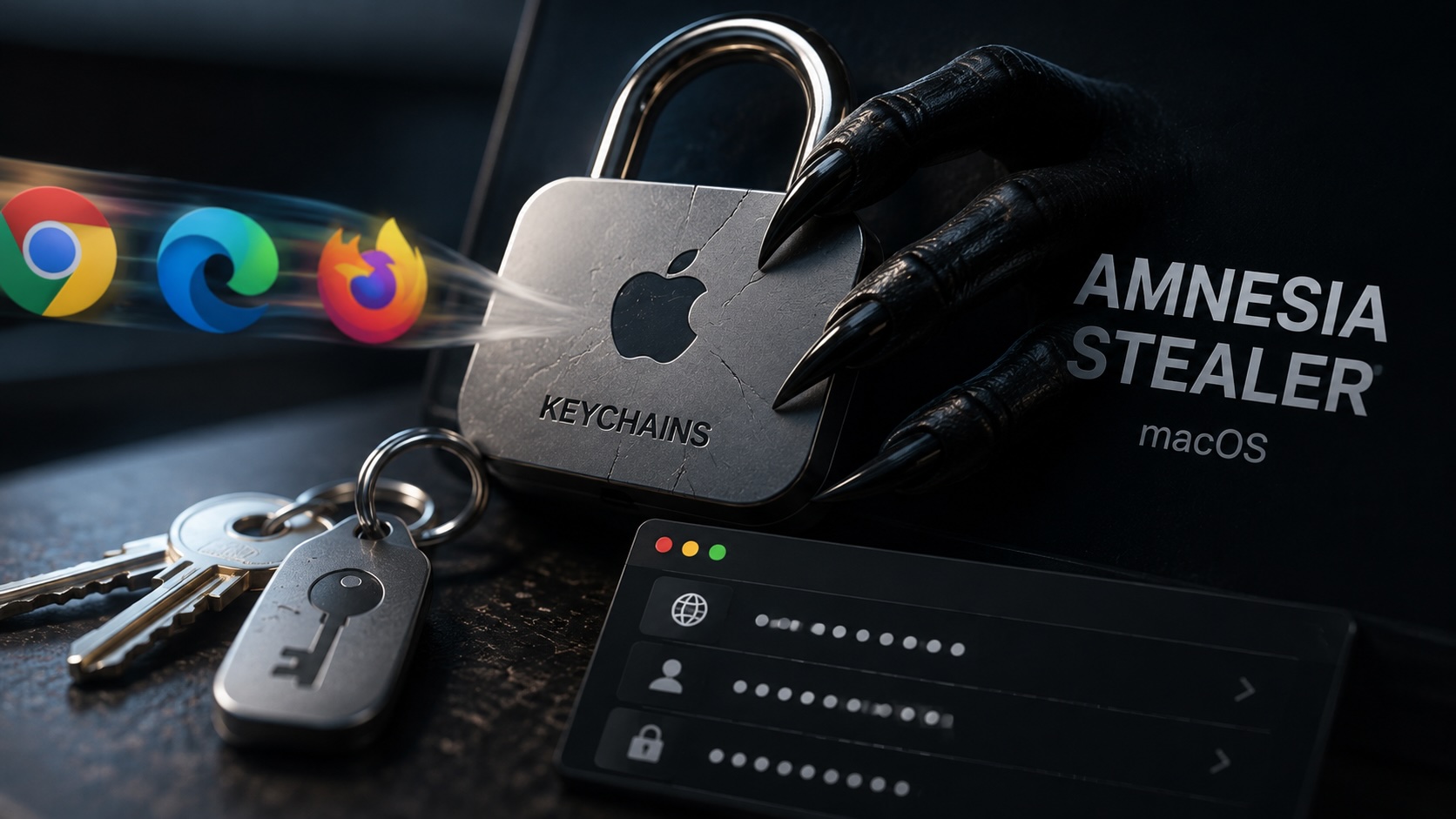 AmnesiaStealer for macOS harvests keychains, hijacks browsers